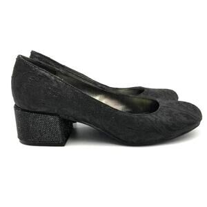 Kenneth Cole Reaction Flip Side Beaded Block Heel Round Toe Pump Shoes Size 8.5